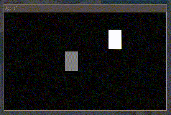 Two rectangles against a black background, one grey and one white, the white one is draggable and the grey one is not