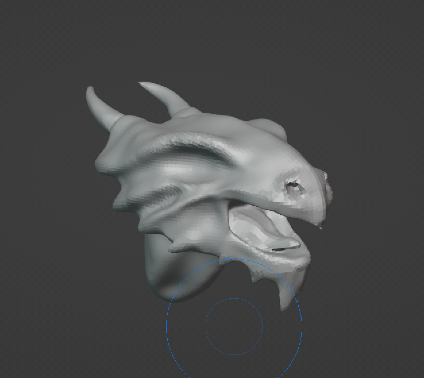 A low-poly mesh of a dragon's head