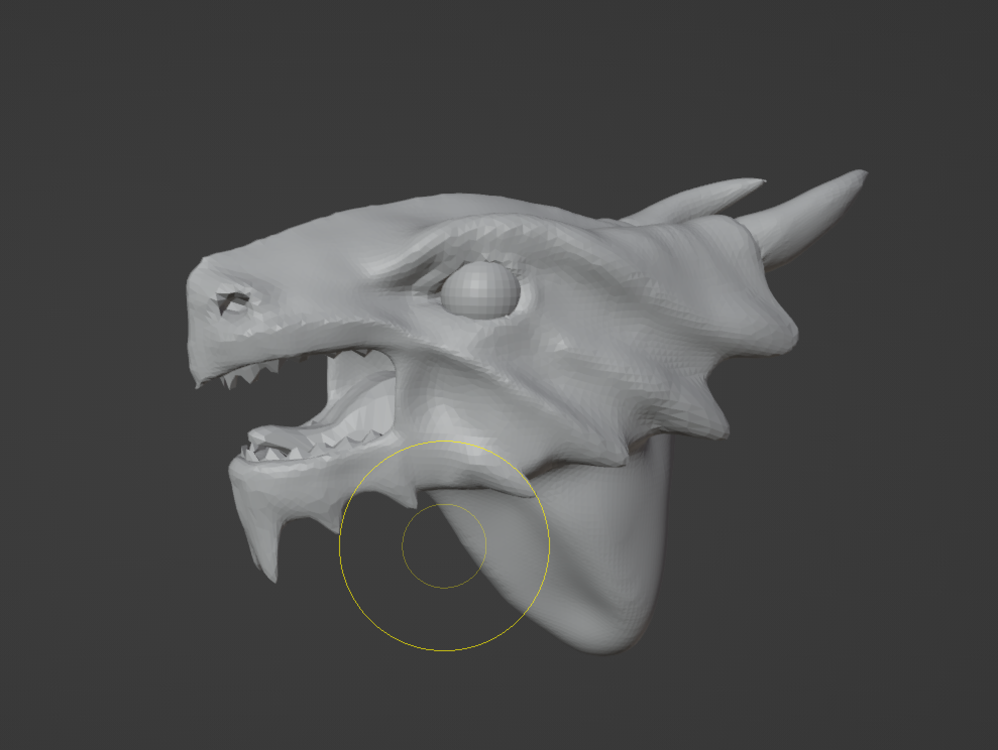 A low poly dragon mesh, but this time it has eyes and is a little more detailed