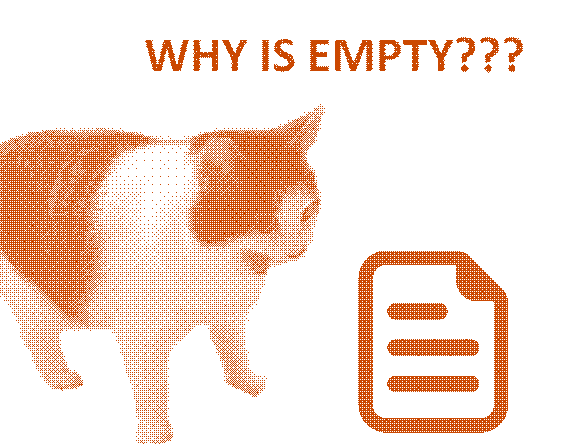 a cat with its mouth and eyes wide open as if screaming at a "new document" icon with the word "WHY IS EMPTY???" displayed along the top of the image